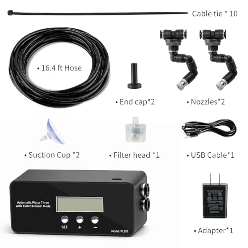 Reptile Misting System, Automatic Timer Sprayer with LCD Controller, Self-Priming Pump, Fine Mist Rainforest Spray for Terrarium, Chameleon, Gecko & Snake