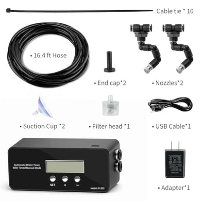 Reptile Misting System, Automatic Timer Sprayer with LCD Controller, Self-Priming Pump, Fine Mist Rainforest Spray for Terrarium, Chameleon, Gecko & Snake
