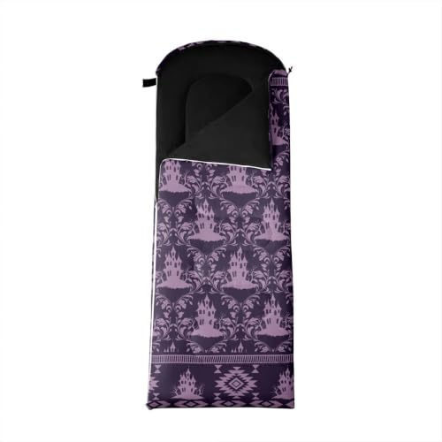 Erosebridal Death Head Moth Sleeping Bags Adults Cold Weather Bohemian Aztec Camping Blanket Hiking Sleeping Wrap Sleep Bag - color: Purple Halloween Castle