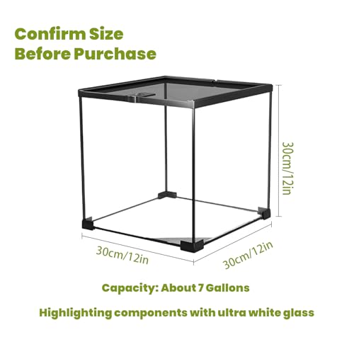 7 Gallon Glass Reptile Terrarium 12"x12"x12" Cube | Reptile Tank for Leopard Gecko, Hermit Crab, Snake, Frog, Tarantula, Isopod Enclosure - size: 12*12*12in