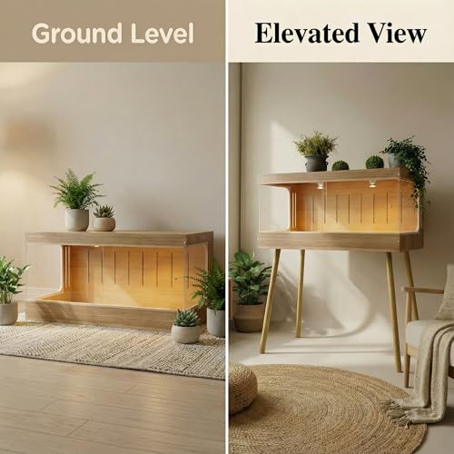 Reptile Terrarium Tanks Enclosure for Ball Python Snake Gecko Bearded Dragon, PVC Reptile Lounge Habitat with Leg Stand,Front Opening Bearded Dragon Tank