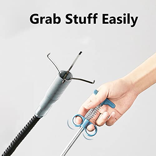 120 Inch Grabber Clow Pick up Toilet Snake Drain Clog Remover Shower Drain Snake Sewer Cleaning Hook Upgraded (120")