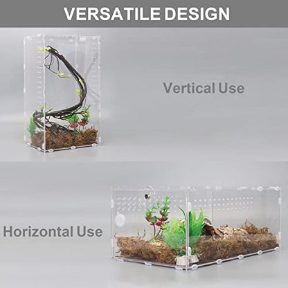 Aiicioo Micro Habitat Terrarium Enclosure 8x6x14 Inches Tarantula Enclosure Box Insect Habitat Clear Acrylic Reptile Feeding Tank for Jumping Spiders Insect Small Tree Dwelling Reptiles - size: 8x6x14 Inches