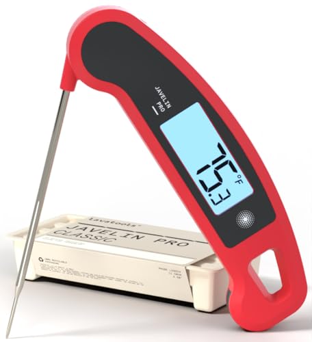 Lavatools Javelin® PRO Classic Ultra-Fast 2-Second Professional Digital Instant Read Meat Thermometer for Grill and Cooking, Auto-Rotating Backlit Display, IP65 Water Resistant, NSF Certified-Crimson - color: Crimson