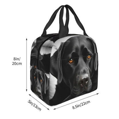 Insulated Lunch Bag Black Dog Lunch Box for Women Men Reusable Leakproof Lunch Cooler Bag for Office Picnic - color: Black Dog