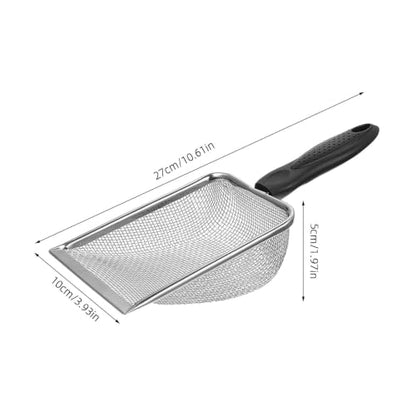 Abaodam Reptile Substrate Scooper and Smooth Rounded Edges with Antislip Handle 2pcs Stainless Steel Mesh Scoop for Terrarium and Acrylic Tank Cleaning