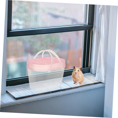 2pcs Small Pet Cages and Reptile Containers Portable Turtle Carrying Cases Medium Pink Handheld Outdoor Travel Hamster Boxes