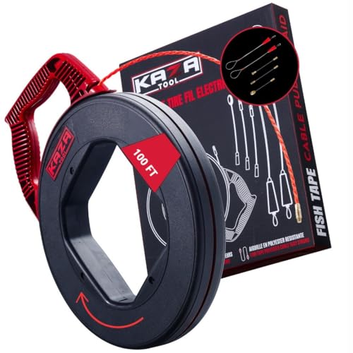 Fish Tape Wire Puller 100Ft x 4mm in Polyester | Better Than Fiberglass | Electrical Cable Fishing Tools | Snake Rod Electric Tool to Through Wall | Non-Conductive | Flexible & Strong - size: 30m