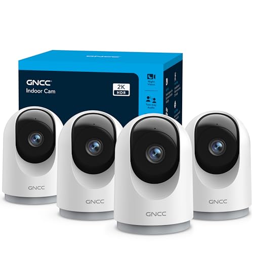 GNCC 2K Security Cameras, Home Security Camera Indoor, 5G/2.4G WiFi 4Pack | 360° Motion Detection for Pets/Baby/Dog, Two-Way Audio, Night Vision, 24/7 SD Card Storage, Cloud Storage, Works with Alexa - color: 2K-4pack