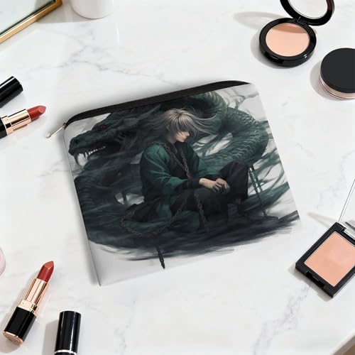 Snake And Man Makeup Bag for Women, Cosmetic Bag Portable with Zipper, Travel Toiletry Bag for Cosmetics Makeup Brushes