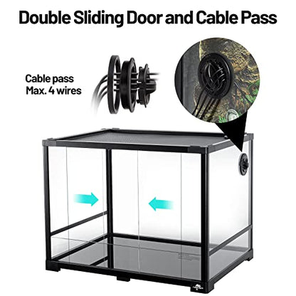 34 Gallon Reptile Tank, Glass Reptiles Terrarium 24" x 18" x 18", Sliding Door, Top Ventilation, Cable Pass, Humidify Hole, Glass Reptile Cage Habitat for Bearded Dragon, Lizard, Snake, Gecko - size: 24" x 18" x 18"