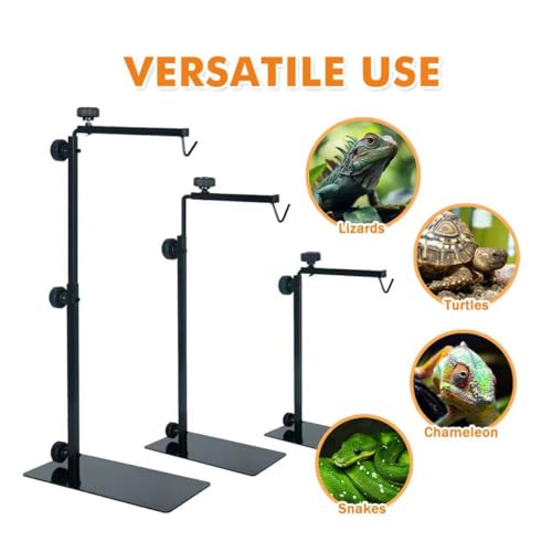 Adjustable 13-29 inch Metal Reptile Lamp Stand – Versatile Floor Light Holder for Terrarium Heat Lamps & Dome Shades, Perfect for Glass Reptile Enclosures & Heating Bulbs.