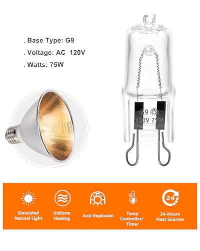G9 Basking Light Bulb 75W 120V 2 Pin 3 Pack Base Light Bulb Reptile Heat Lamp Replacement Dimmable Warm Clear - color: Bulb 75w Clear