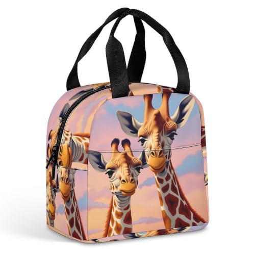Playful Giraffe Lunch Bag for Women Men | Insulated Lunch Box Leakproof Food Meal Containers Reusable Foldable 6L Capacity Lunch Tote Bags for Work Picnic Travel - color: style
