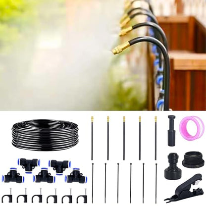 Thiswing 360° Adjustable Drip Irrigation System with 5 Nozzles | 20 FT Automatic Watering System, Raised Bed Sprinkler, Misters for Garden, Yard, Lawn and Outdoor Plants, 5/16" Tubing - size: 20FT