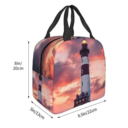Insulated Lunch Bag Beauty Lighthouse Lunch Box for Women Men Reusable Leakproof Lunch Cooler Bag for Office Picnic - color: Beauty Lighthouse