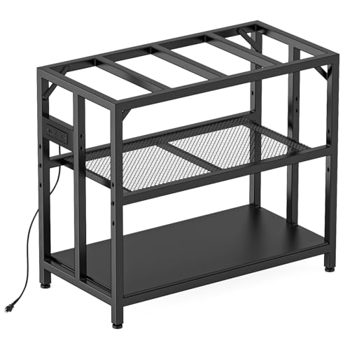 40 Gallon Metal Aquarium Fish Tank Stand Black | Built in power outlets adjustable shelf 660LBS load bearing fits turtle reptile terrarium breeder tank home office use - color: Black