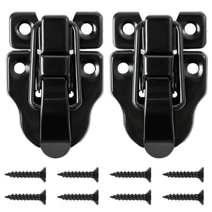 2 Pcs Small Hasp Latches for Wooden Boxes, Toggle Box Buckle Latch Lock Replacement, Duckbilled Chest Latches for Cabinet Storage Road Case Guitar Case Door Latch Hardware