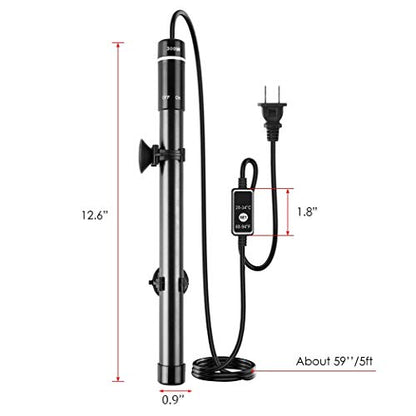 MQ Titanium Alloy 300W Aquarium Heater for Salt and Fresh Water, Digital LED Display Submersible Heater with External Thermostat Controller, for Fish Tank 50-60 Gallon - size: 300W for 50-60 Gallon Tank
