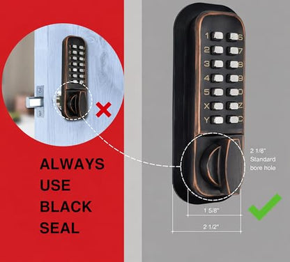 JOUNJIP Mechanical Deadbolt Lock - Keyless Entry Door Lock - Code NOT Required When Locking – 100% Mechanical with Flat Spindle, Thumb Turn Door Knob - Oil-Rubbed Bronze [Upgraded 2025] - color: Oil Rubbed Bronze