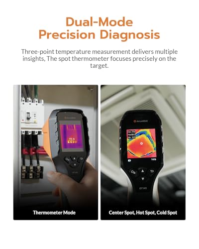 GT14S Thermal Imaging Camera with Edge Enhancement, Thermometer Mode | Infrared Camera -4°F to 1202°F Range, 240g Compact Design, 25Hz Image Frequency, 14H Runtime for HVAC/Home Inspection