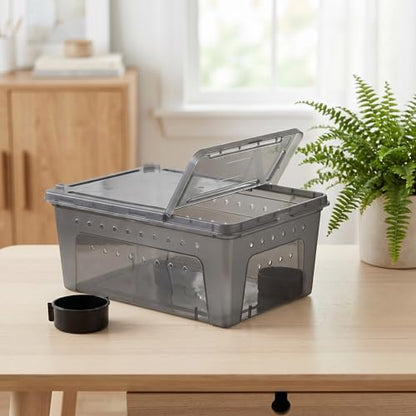Kisangel Plastic Reptile Feeding Box Adjustable Environment Settings and Visibility, Reptile Travel Carrier Suitable for Spider, Centipede, Lizard, and Snake Habitat