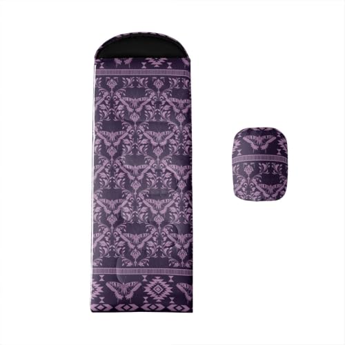 Erosebridal Death Head Moth Sleeping Bags Adults Cold Weather Bohemian Aztec Camping Blanket Hiking Sleeping Wrap Sleep Bag - color: Purple Rustic Butterfly