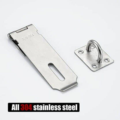 JQK Door Hasp Latch Lock, 5 Inch 304 Stainless Steel Safety Packlock Clasp Thickness 1.9 mm, Brushed Steel, DL130-BN - size: 5Inch-Brushed