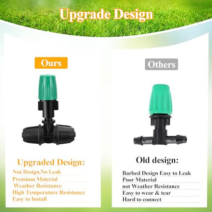 50Pcs Micro Misting Spray Emitters for 1/4 Inch Irrigation Tubing | Adjustable Locked Tee Atomizing Nozzle Irrigation Misting Nozzle Drip Sprinkler Emitters Parts for Garden Watering System - color: Tee Spray