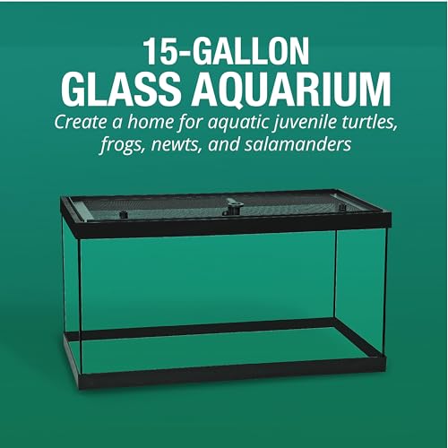 Tetra ReptoHabitat Kit for Aquatic Reptiles and Amphibians, 15 Gallons, Create a Home for Aquatic Juvenile Turtles, Frogs, Newts and Salamanders, 24.4 x 12.5 x 12.7 inches - size: 15 gallon