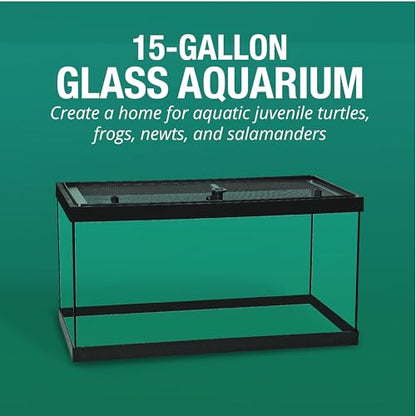 Tetra ReptoHabitat Kit for Aquatic Reptiles and Amphibians, 15 Gallons, Create a Home for Aquatic Juvenile Turtles, Frogs, Newts and Salamanders, 24.4 x 12.5 x 12.7 inches - size: 15 gallon