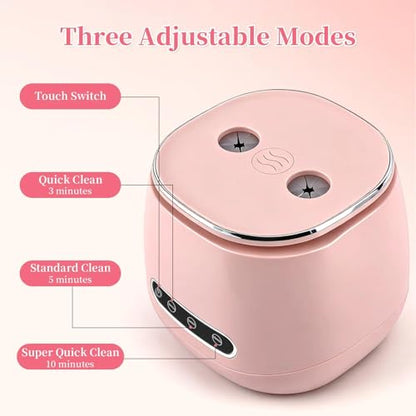 BQAN Rechargeable Nail Tool Cleaner, 3 Timers Mode Jewelry Cleaner, Portable 200ML Cleaning Machine for Nail Art Brushes, Drill Bits, Rings, Jewelry Home and Salon Use(Pink) - color: Pink