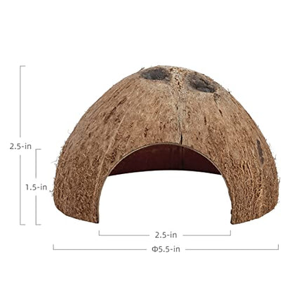 2 Pack Natural Coconut Reptile Hideouts, Lizard, Spider and Aquarium Fish Hide Cave (Natural Surface) - color: Natural Surface