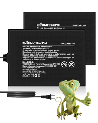 BN-LINK Reptile Heat Pad 8"X12" 16W for 30-40gal Under Tank Terrarium Heating Mat Waterproof for Turtle, Lizard, Frogs, Snake, Hermit Crab 2 Pack - size: 8" X 12" 2-PACK
