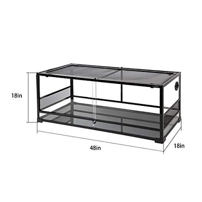 REPTI ZOO 67Gallon Reptile Large Terrarium Upgrade Glass Front Opening Tank Sliding Door with Screen Ventilation Reptile Terrarium About 48" x 18" x 18"(Knock-Down) - color: Reptile Terrarium - Sliding Door