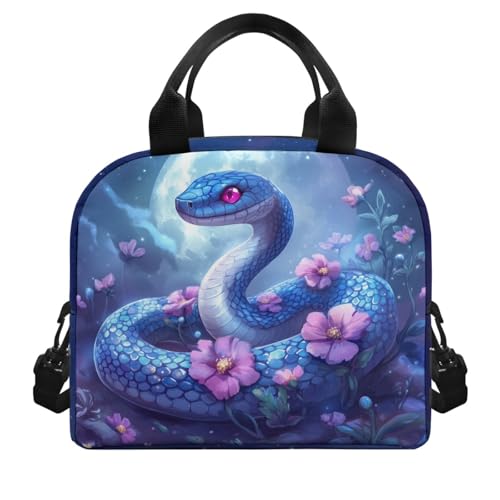 Kids Lunch Bag Snake Pattern: Holds Lunch Energy Meal + Water Bottle + Snacks - Insulated Lunch Box Keeps Cool- Ideal for Reptile Expo, School & Outdoor Adventure - color: Snake
