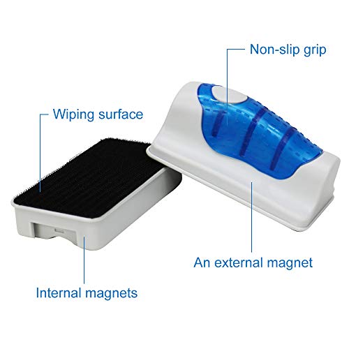 Jasonwell Magnetic Aquarium Fish Tank Glass Algae Glass Cleaner Scrubber Floating Clean Brush(L) - color: Blue, size: L