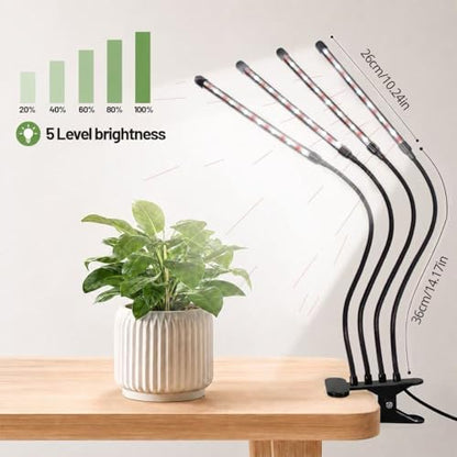 Grow Light for Indoor Plants - Upgraded Version 80 LED Lamps with Full Spectrum & Red Blue Spectrum, 3/9/12H Timer, 10 Dimmable Level, Adjustable Gooseneck,3 Switch Modes (4 Heads Full Spectrum) - size: 4 heads full Spectrum