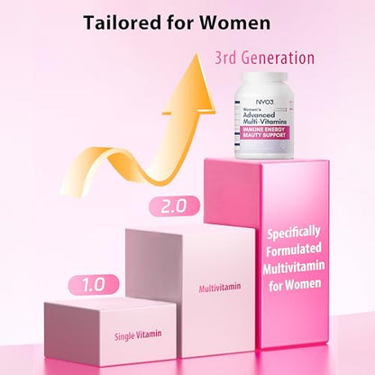 NYO3 Multivitamin for Women with Nicotinamide Lutein Grape Seed & Vitamins A, D3, B1/2/6/12, C, E for Energy, Nourish Hair/Skin/Nail, Premium Daily Womens Multivitamins - 60 Capsules