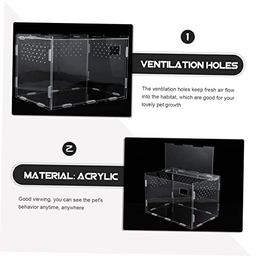 1Pc Transparent Reptile Box Durable Habitat Container for Spiders Geckos Snakes Ventilated Design for Comfortable Living Space for Pet Transport and Display