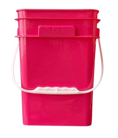 4 Gallon Square Food Grade Bucket Pail with Plastic Handles and Lid (Pack of 3) Made in USA containers (Magenta - Black lids) - color: Magenta - Black Lids