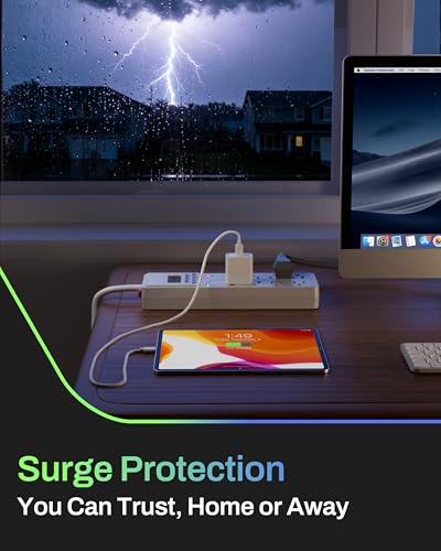 BN-LINK 8 Outlet Surge Protector with 7-Day Digital Timer (4 Outlets Timed, 4 Outlets Always On) - White | Power Strip Timer with 4 Timed & 4 Always-On Outlets, Indoor Light Timer for Aquarium, Grow Lights, Christmas Decor, 4FT Cord