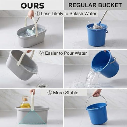 Compact Mop Bucket with Handle, Rectangular Cleaning Bucket and Caddy for Cleaning Supplies, 10L, Grey - color: Gray