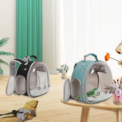 Bearded Dragon Travel Backpack with Harness and Leash Set,Lizard Backpack Travel Carrier,Space Capsule Clear Bubble Window Astronaut Reptile Carrier Backpack, Airline Approved - color: Green