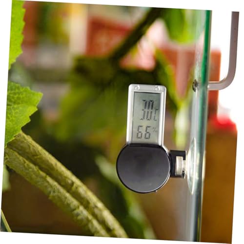 POPETPOP Suction Cup Thermometer Hygrometer for Indoor Reptile Box with Digital Temperature and Humidity Portable Wall Mountable Humidity Gauge for Home Bedroom Office Use Black