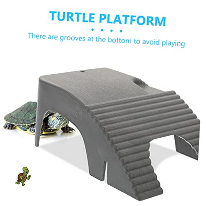 Abaodam 2pcs Turtle Basking Platform for Aquatic Turtles Durable Reptile Dock with Suction Cups Climbing Stand for Tanks and Aquariums Promotes Climbing and Exercise - color: Dark Grey