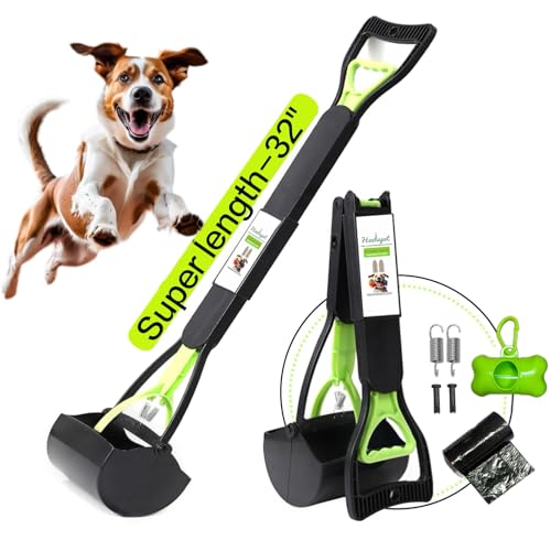 32" Pooper Scooper for Large Small Dogs and Cats, Portable Long Handle Foldable Poop Scoop,Pooper Scooper for Large Dogs with Poop Bags for Grass and Gravel Pet Waste Pick Up