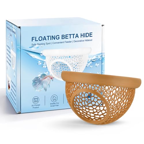 Floating Betta Hide & Shrimp Cave – 3D Printed Aquarium Hammock, Feeder & Rest Spot – Floating Betta Log & Cave Decor for Nano Tanks, Corydoras, Shrimp & Small Fish – Safe PLA, Patent Pending - color: Wood