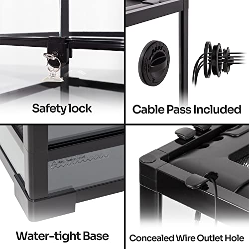 REPTIZOO 15 Gallon Full Glass Reptile Terrarium 12" x 12" x 24" Knock-Down Glass Tank and Siphon Gravel Cleaner Set, Small Habitat for Reptile Chameleon, Tree Frogs, Arboreal Geckos,Lizard - size: 12" x 12" x 24"