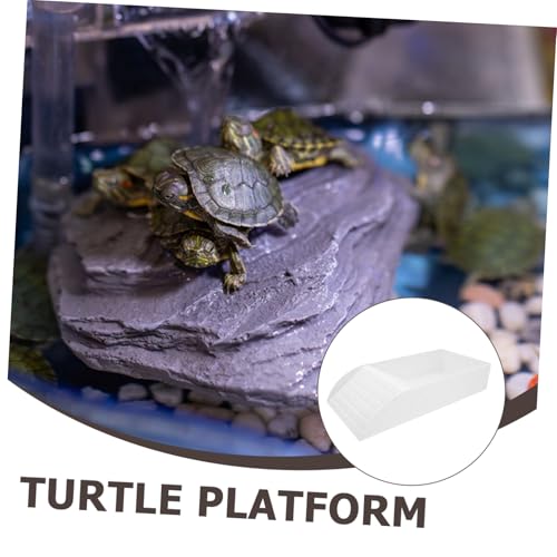 GALPADA Turtle Basking Platform Multi Functional Reptile Feeding Dish and Water Bowl for Turtles Frogs and Lizards Durable Tank Decor with Ramp for Sunbathing and Feeding